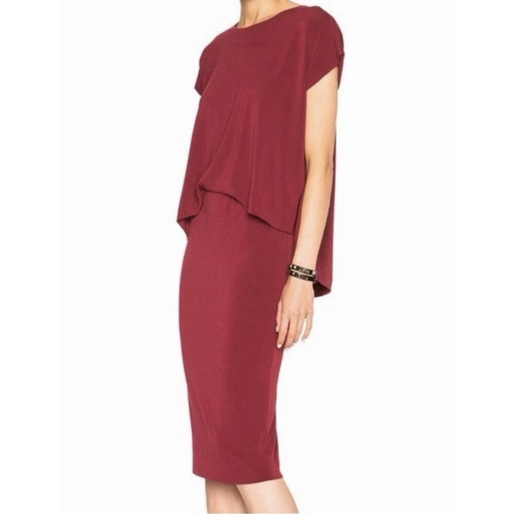 By Malene Birger Burgundy Bixia Stretch Crepe Dress Size S Designer